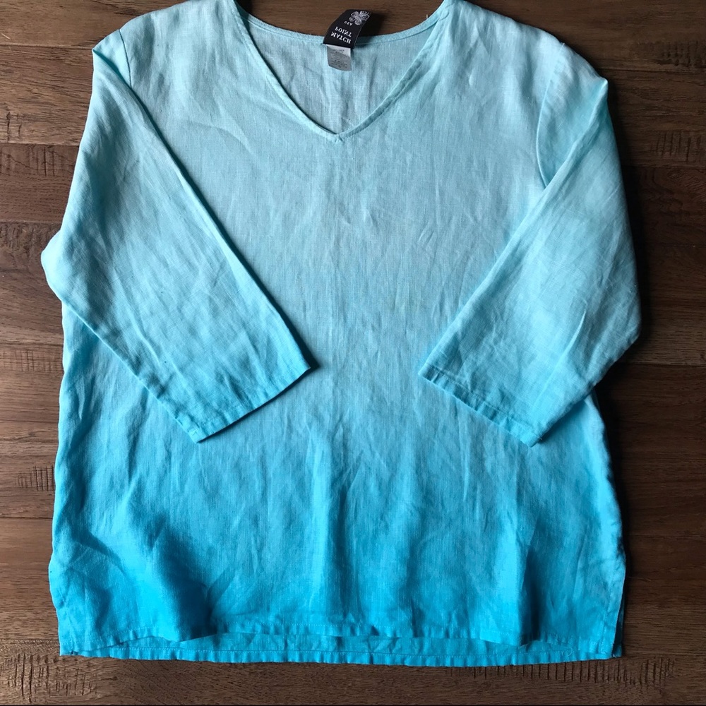 MATCH POINT Linen turquoise ombré top medium